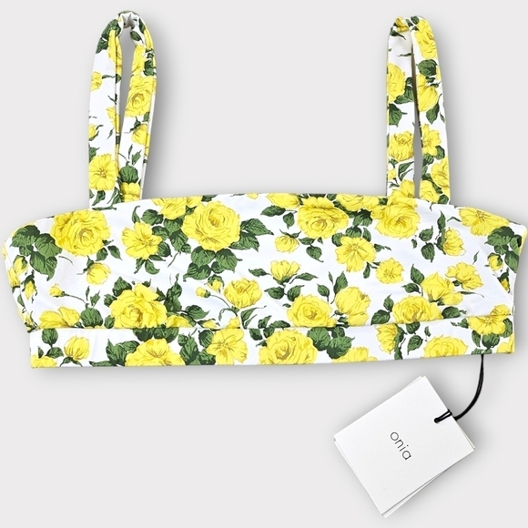 Onia Liberty Yellow Rose Print Zoe Bikini Top - Picture 3 of 7